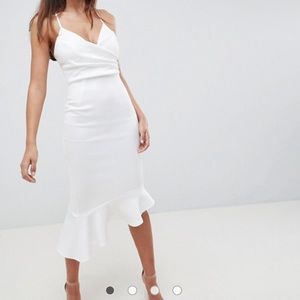 Scuba Ruffle Hem Midi Dress